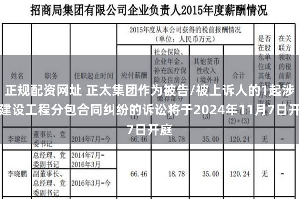 正规配资网址 正太集团作为被告/被上诉人的1起涉及建设工程分包合同纠纷的诉讼将于2024年11月7日开庭