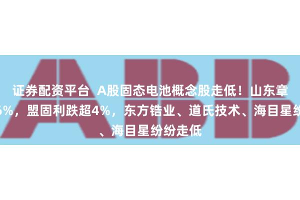 证券配资平台  A股固态电池概念股走低！山东章鼓跌超6%，盟固利跌超4%，东方锆业、道氏技术、海目星纷纷走低